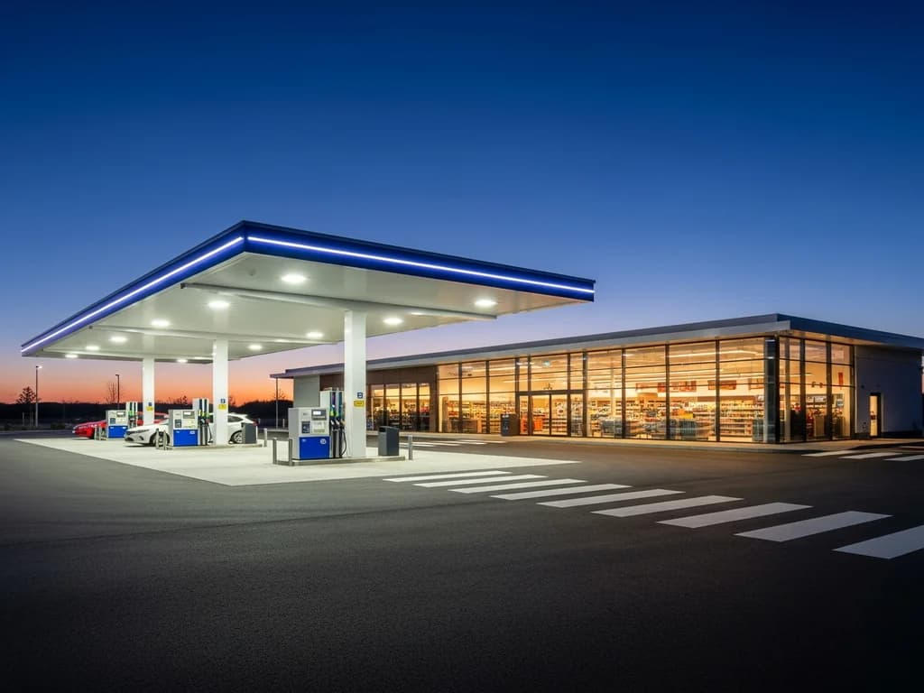 Gas station at dusk